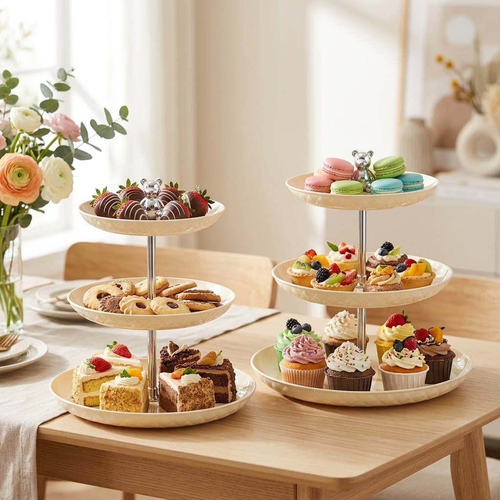 Cupcake Stand Tier - Rak Kue Plastik 2/3 Tingkat, Set