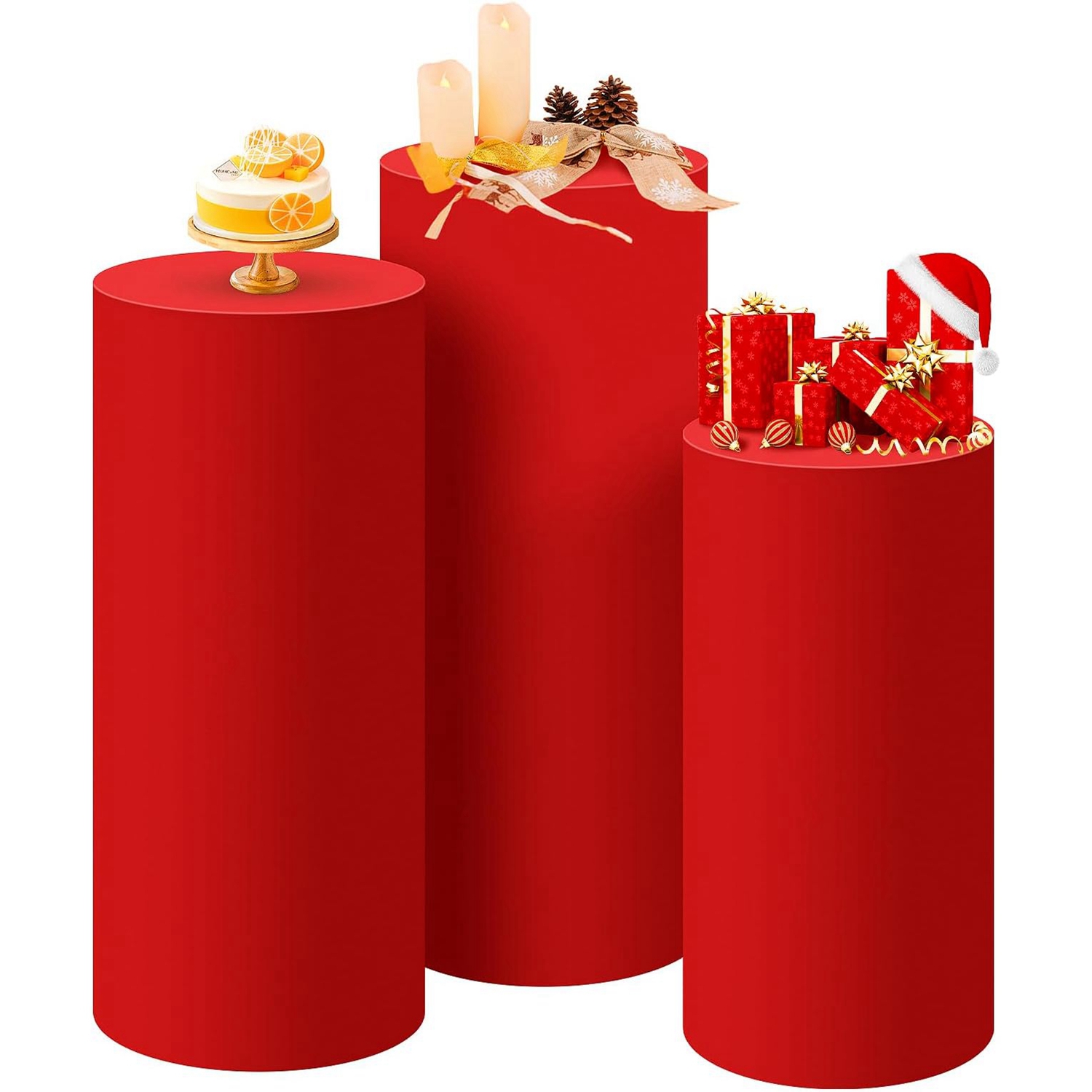 Yeele Penutup Silinder Merah D - Dessert Table Backdrop ulasan dan harga