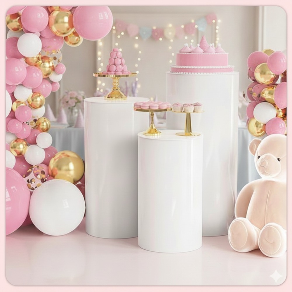 3/5Pcs Alas Silinder Putih, Pi - Dessert Table Backdrop ulasan dan harga